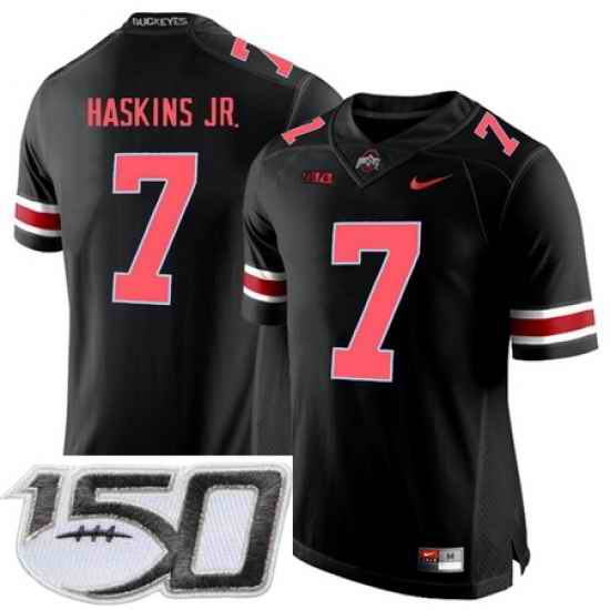 Ohio State Buckeyes 7 Dwayne Haskins Blackout College Football Stitched 150th Anniversary Patch Jersey